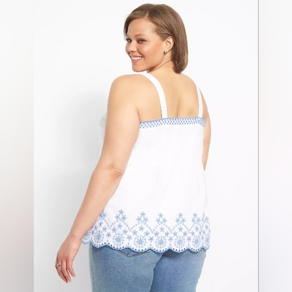 Lane Bryant Classic Square-Neck Peplum Eyelet Tank. Size 22 - Picture 3 of 6